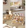 imageSONGMICS Display Risers Set of 2 Engineered Wood Perfume Organizer Stand 4Tier Cupcake Stand Holder Spice Rack Shelf Risers for Figures Dessert Shelves Natural Beige and Ink Black UKCS216N01Natural Beige  Cloud White