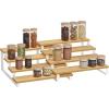 imageSONGMICS Display Risers Set of 2 Engineered Wood Perfume Organizer Stand 4Tier Cupcake Stand Holder Spice Rack Shelf Risers for Figures Dessert Shelves Natural Beige and Ink Black UKCS216N01Natural Beige  Cloud White