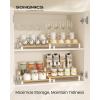 imageSONGMICS Display Risers Set of 2 Engineered Wood Perfume Organizer Stand 4Tier Cupcake Stand Holder Spice Rack Shelf Risers for Figures Dessert Shelves Natural Beige and Ink Black UKCS216N01Natural Beige  Cloud White