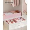imageSONGMICS Drawer Organizer Dresser Drawer Organizers Set of 12 Foldable Fabric Storage Bins for Socks Underwear Bras Ties Scarves Dove Gray URDZ006G02Jelly Pink