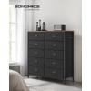 imageSONGMICS Dresser for Bedroom Fabric Dresser with 8 Drawers Storage Organizer Unit with Fabric Drawers Chest of Drawers Steel Frame for Living Room Entryway Rustic Brown and Black ULTS228B01Rustic Brown  Black