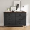 imageSONGMICS Dresser for Bedroom Fabric Dresser with 8 Drawers Storage Organizer Unit with Fabric Drawers Chest of Drawers Steel Frame for Living Room Entryway Rustic Brown and Black ULTS228B01Rustic Brown  Black