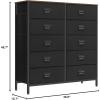 imageSONGMICS Dresser for Bedroom Fabric Dresser with 8 Drawers Storage Organizer Unit with Fabric Drawers Chest of Drawers Steel Frame for Living Room Entryway Rustic Brown and Black ULTS228B01Rustic Brown  Black