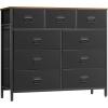 imageSONGMICS Dresser for Bedroom Fabric Dresser with 8 Drawers Storage Organizer Unit with Fabric Drawers Chest of Drawers Steel Frame for Living Room Entryway Rustic Brown and Black ULTS228B01Rustic Brown  Black