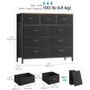 imageSONGMICS Dresser for Bedroom Fabric Dresser with 8 Drawers Storage Organizer Unit with Fabric Drawers Chest of Drawers Steel Frame for Living Room Entryway Rustic Brown and Black ULTS228B01Rustic Brown  Black