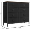 imageSONGMICS Dresser for Bedroom Fabric Dresser with 8 Drawers Storage Organizer Unit with Fabric Drawers Chest of Drawers Steel Frame for Living Room Entryway Rustic Brown and Black ULTS228B01Rustic Brown  Black