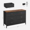 imageSONGMICS Dresser for Bedroom Fabric Dresser with 8 Drawers Storage Organizer Unit with Fabric Drawers Chest of Drawers Steel Frame for Living Room Entryway Rustic Brown and Black ULTS228B01Rustic Brown  Black