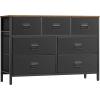 imageSONGMICS Dresser for Bedroom Fabric Dresser with 8 Drawers Storage Organizer Unit with Fabric Drawers Chest of Drawers Steel Frame for Living Room Entryway Rustic Brown and Black ULTS228B01Rustic Brown  Black