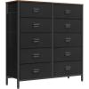 imageSONGMICS Dresser for Bedroom Fabric Dresser with 8 Drawers Storage Organizer Unit with Fabric Drawers Chest of Drawers Steel Frame for Living Room Entryway Rustic Brown and Black ULTS228B01Rustic Brown  Black