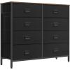 imageSONGMICS Dresser for Bedroom Fabric Dresser with 8 Drawers Storage Organizer Unit with Fabric Drawers Chest of Drawers Steel Frame for Living Room Entryway Rustic Brown and Black ULTS228B01Rustic Brown  Black