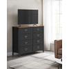 imageSONGMICS Dresser for Bedroom Fabric Dresser with 8 Drawers Storage Organizer Unit with Fabric Drawers Chest of Drawers Steel Frame for Living Room Entryway Rustic Brown and Black ULTS228B01Rustic Brown  Black