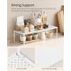 imageSONGMICS Expandable Pantry Kitchen Organizers Adjustable Spice Rack Stackable Cabinet Organizers Metal SpaceSaving Tabletop Shelves Matte White UKCS007W01Matte White