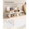imageSONGMICS Expandable Pantry Kitchen Organizers Adjustable Spice Rack Stackable Cabinet Organizers Metal SpaceSaving Tabletop Shelves Matte White UKCS007W01Matte White