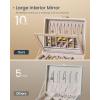 imageSONGMICS HOME 2Tier Jewelry Box with Mirror Jewelry Organizer Removable Tray PU Surface with Stitching Floating Effect 85 x 94 x 53 Inches Ink Black ANAH Collection UJBC182B01Cloud White