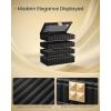 imageSONGMICS HOME Stackable Jewelry Box with Mirror 4Tier Jewelry Storage Organizer PU Surface with Stitching Floating Effect 67 x 11 x 8 Inches Ink Black ANAH Collection UJBC181B01Ink Black