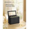 imageSONGMICS HOME Stackable Jewelry Box with Mirror 4Tier Jewelry Storage Organizer PU Surface with Stitching Floating Effect 67 x 11 x 8 Inches Ink Black ANAH Collection UJBC181B01Ink Black