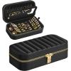 imageSONGMICS HOME Travel Jewelry Case Travel Jewelry Box Organizer with Mirror 41 x 8 x 24 Inches Stitching Portable Gift Idea Ink Black UJBC180B01Ink Black