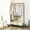imageSONGMICS HeavyDuty Clothes Rack DoubleRod Clothing Rack for Hanging Clothes Industrial Garment Rack on Wheels Metal Frame 2 Casters with Brakes Commercial Display Black UHSR60BSingle Rod