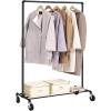 imageSONGMICS HeavyDuty Clothes Rack DoubleRod Clothing Rack for Hanging Clothes Industrial Garment Rack on Wheels Metal Frame 2 Casters with Brakes Commercial Display Black UHSR60BSingle Rod