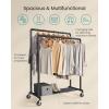 imageSONGMICS HeavyDuty Clothes Rack DoubleRod Clothing Rack for Hanging Clothes Industrial Garment Rack on Wheels Metal Frame 2 Casters with Brakes Commercial Display Black UHSR60BDouble Rod