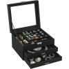 imageSONGMICS Jewelry Box Lockable Jewelry Storage Organizer Jewelry Case with Glass Window for Rings Earrings Studs Bracelets Necklaces White UJBC158W01Black