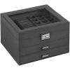 imageSONGMICS Jewelry Box Lockable Jewelry Storage Organizer Jewelry Case with Glass Window for Rings Earrings Studs Bracelets Necklaces White UJBC158W01Gray