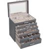 imageSONGMICS Jewelry Box Lockable Jewelry Storage Organizer Jewelry Case with Glass Window for Rings Earrings Studs Bracelets Necklaces White UJBC158W01Gray