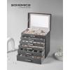 imageSONGMICS Jewelry Box Lockable Jewelry Storage Organizer Jewelry Case with Glass Window for Rings Earrings Studs Bracelets Necklaces White UJBC158W01Gray