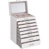 imageSONGMICS Jewelry Box Lockable Jewelry Storage Organizer Jewelry Case with Glass Window for Rings Earrings Studs Bracelets Necklaces White UJBC158W01White