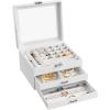 imageSONGMICS Jewelry Box Lockable Jewelry Storage Organizer Jewelry Case with Glass Window for Rings Earrings Studs Bracelets Necklaces White UJBC158W01White