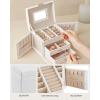 imageSONGMICS Jewelry Box Lockable Jewelry Storage Organizer Jewelry Case with Glass Window for Rings Earrings Studs Bracelets Necklaces White UJBC158W01White