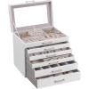 imageSONGMICS Jewelry Box Lockable Jewelry Storage Organizer Jewelry Case with Glass Window for Rings Earrings Studs Bracelets Necklaces White UJBC158W01White