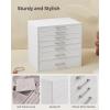 imageSONGMICS Jewelry Box Lockable Jewelry Storage Organizer Jewelry Case with Glass Window for Rings Earrings Studs Bracelets Necklaces White UJBC158W01White