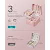 imageSONGMICS Jewelry Box Travel Jewelry Case 2Layer Jewelry Holder Organizer Portable Versatile Earring Storage for Small Accessories Jelly Pink UJBC185R02Jelly Pink