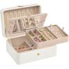 imageSONGMICS Jewelry Box Travel Jewelry Case 2Layer Jewelry Holder Organizer Portable Versatile Earring Storage for Small Accessories Jelly Pink UJBC185R02Cloud White