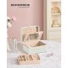 imageSONGMICS Jewelry Box Travel Jewelry Case 2Layer Jewelry Holder Organizer Portable Versatile Earring Storage for Small Accessories Jelly Pink UJBC185R02Cloud White