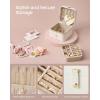 imageSONGMICS Jewelry Box Travel Jewelry Case 2Layer Jewelry Holder Organizer Portable Versatile Earring Storage for Small Accessories Jelly Pink UJBC185R02Cloud White