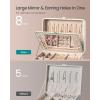 imageSONGMICS Jewelry Box Travel Jewelry Case 2Layer Jewelry Holder Organizer Portable Versatile Earring Storage for Small Accessories Jelly Pink UJBC185R02Cloud White