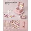 imageSONGMICS Jewelry Box Travel Jewelry Case 2Layer Jewelry Holder Organizer Portable Versatile Earring Storage for Small Accessories Jelly Pink UJBC185R02Jelly Pink
