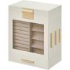 imageSONGMICS Jewelry Box with Glass Window 5Layer Jewelry Organizer with 3 Side Drawers Jewelry Storage with Big Mirror Modern 61 x 103 x 126 Inches Cloud White and Metallic Gold UJBC162W01Cloud White  Metallic Gold
