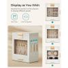 imageSONGMICS Jewelry Box with Glass Window 5Layer Jewelry Organizer with 3 Side Drawers Jewelry Storage with Big Mirror Modern 61 x 103 x 126 Inches Cloud White and Metallic Gold UJBC162W01Cloud White  Metallic Gold