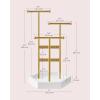 imageSONGMICS Jewelry Holder Jewelry Organizer 3 Tiers and 1 Tray Jewelry Display Stand with Metal Frame Necklace Earring Bracelet Holder for Rings Ink Black and Caramel Brown UJJS03CBPale Gold  White