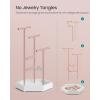 imageSONGMICS Jewelry Holder Jewelry Organizer 3 Tiers and 1 Tray Jewelry Display Stand with Metal Frame Necklace Earring Bracelet Holder for Rings Ink Black and Caramel Brown UJJS03CBJelly Pink  Cloud White