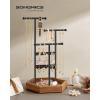 imageSONGMICS Jewelry Holder Jewelry Organizer 3 Tiers and 1 Tray Jewelry Display Stand with Metal Frame Necklace Earring Bracelet Holder for Rings Ink Black and Caramel Brown UJJS03CBInk Black  Caramel Brown