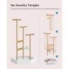 imageSONGMICS Jewelry Holder Jewelry Organizer 3 Tiers and 1 Tray Jewelry Display Stand with Metal Frame Necklace Earring Bracelet Holder for Rings Ink Black and Caramel Brown UJJS03CBPale Gold  White