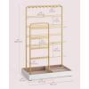 imageSONGMICS Jewelry Holder Jewelry Organizer Jewelry Display Stand with Metal Frame Velvet Tray Necklace Earring Bracelet Holder for Studs Rings Gift Idea Pale Gold UJJS021A01Pale Gold