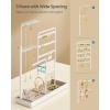 imageSONGMICS Jewelry Holder Jewelry Storage Organizer Stand with Metal Frame Velvet Tray 121 to 187 Inches Tall Height Adjustable Necklace Holder for Rings Earrings Pale Gold UJJS026A01Matte White
