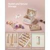 imageSONGMICS Jewelry Organizer Box Travel Jewelry Case 2Layer Travel Case for Earrings Necklaces Bracelets  Portable Jewelry Storage with Large Capacity Gift Idea Cloud White UJBC166W01Cloud White