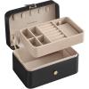 imageSONGMICS Jewelry Organizer Box Travel Jewelry Case 2Layer Travel Case for Earrings Necklaces Bracelets  Portable Jewelry Storage with Large Capacity Gift Idea Cloud White UJBC166W01Ink Black