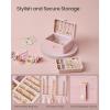 imageSONGMICS Jewelry Organizer Box Travel Jewelry Case 2Layer Travel Case for Earrings Necklaces Bracelets  Portable Jewelry Storage with Large Capacity Gift Idea Cloud White UJBC166W01Jelly Pink